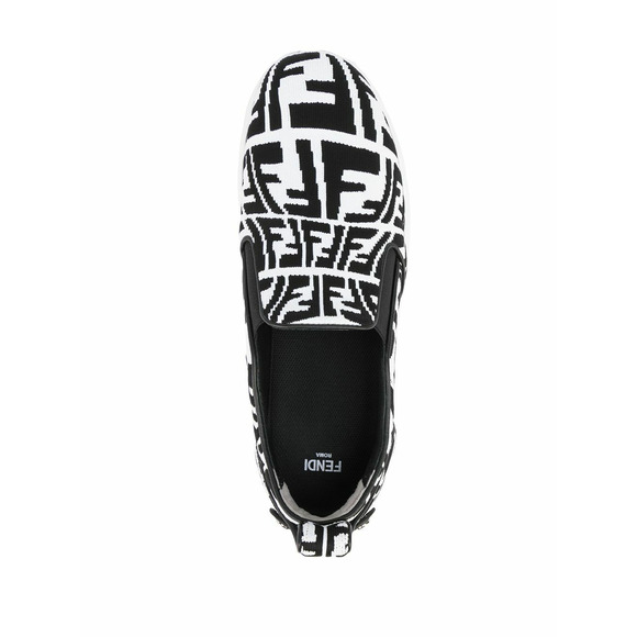 Fendi Vertigo Black White FF Logo Platform Low Top Trainer Slip On Sneaker 37.5 - Picture 6 of 12